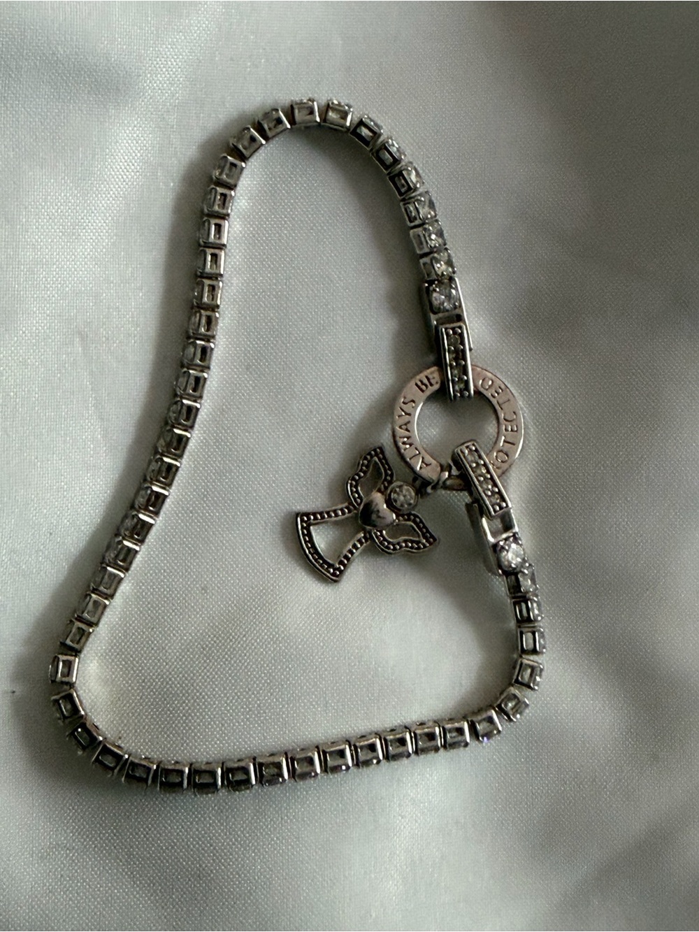 Silver-tone Angel Charm Tennis Bracelet - Silver